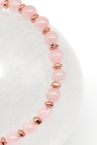 Pembe Kuvars Doğal Taş Makrome Örme Bileklik Küre Kesim Çok Renkli