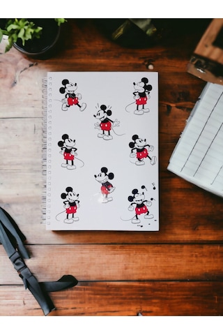 17x24 Cm 72 Sayfa Çizgili Sert Kapak Mickey Mouse Telli Defter İvory Renk 70 Gr Kağıt Çok Renkli