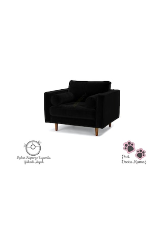 Ürgüp Siyah Tekli Koltuk Berjer Lobby Koltuğu Terapi Bekleme Koltuğu Siyah