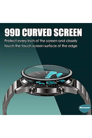 Huawei Watch Gt5 46mm Tam Kaplayan Temperli Cam Full Ekran Koruyucu Siyah Watch Gt5 46mm İle Uyumlu Ekran Koruyucu - Si