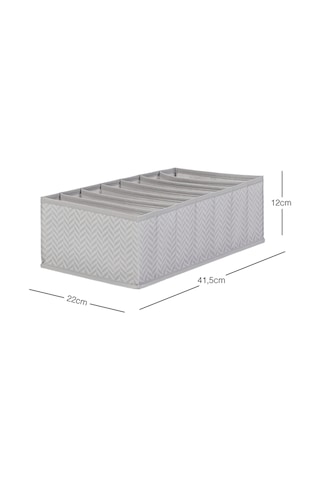 Ocean Home Textile 7 Bölmeli Gri Balıksırtı Çekmece Düzenleyici 22 x 41,5 x 12 cm