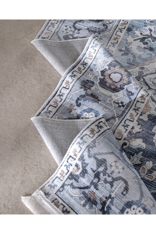 Madame Coco Brenel Shiny Effect İpeksi Kadife Halı - Mavi - 80x300 Cm 8684427223628 Çok Renkli
