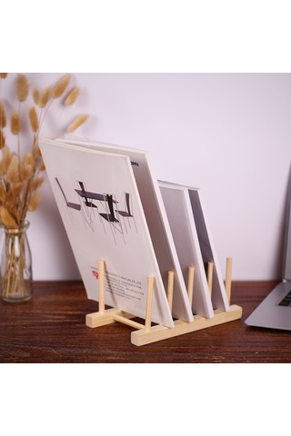 Geeroyoo Ahşap Mutfak Organizer: Tabak, Kase Ve Cd Rafı 5 Çubuklu 4 Bölmeli, A004 Modeli Diğer