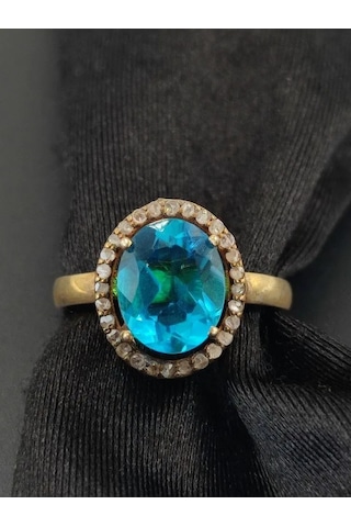 Allahverdi Türkmen Mavi Topaz Elmas Yüzük 217