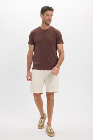 Tudors Erkek Slim Fit Dar Kesim Pamuklu Yumuşak Doku Esnek Kumaş Basic Kahverengi Bisiklet Yaka Tişört-52096