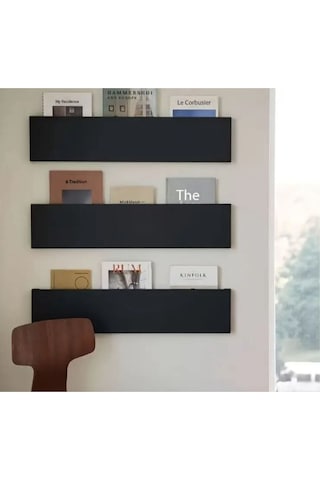 Gkd Duvara Monte Dergi Rafı Ve Kitaplık ,modern Ve Şık Siyah Metal Duvar Organizatörü 1 Adet 60 20cm Siyah