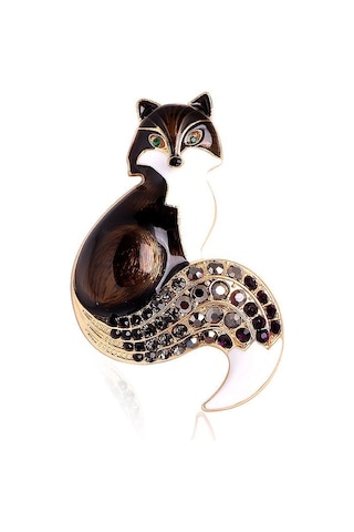 1 Adet Kadınlar İçin Yapay Elmas Emaye Tilki Broşları Hayvan Parti Günlük Broş İğneleri Hediyeler Turuncu