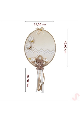 Pelüş Fil Süslemeli, 42cm Oval Kapı Süsü Çok Renkli