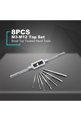 Tangshopping 8pcs M3-m12 Musluk Seti Küçük Musluk Bükülmüş El Aletleri Vida Konu Fişler Musluklar