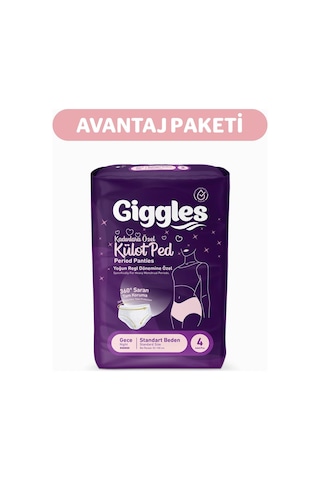Giggles Külot Ped 52-100 Bel Ölçüsü 360 Esnek Beden Sızdırmaz Regl Gece Külodu 5 Paket 20 Adet