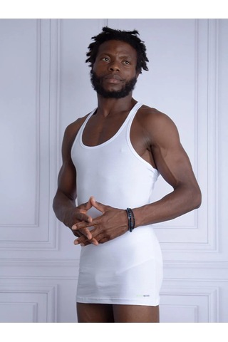 Blackspade Erkek Sırtı Çapraz Atlet 2 Li Paket 9676 Beyaz