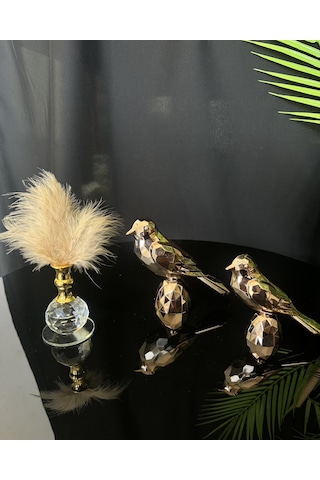 Meadow Gold Dekoratif Kuş Ve Tüylük Seti Gold
