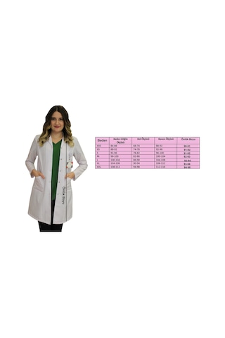 Klasik Yaka Kadın Doktor Önlüğü Hemşire Öğretmen Beyaz Önlük (508602899)