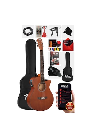 Midex Phx-188Eq Set Masif Ağaç Elektro Akustik Gitar 4/4 Çanta