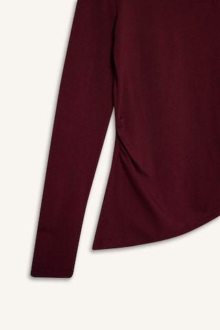 Defacto Coool Slim Fit Dar Kesim Kayık Yaka Tül Uzun Kollu Tişört G3009ax25wnbr115 Bordo-br115