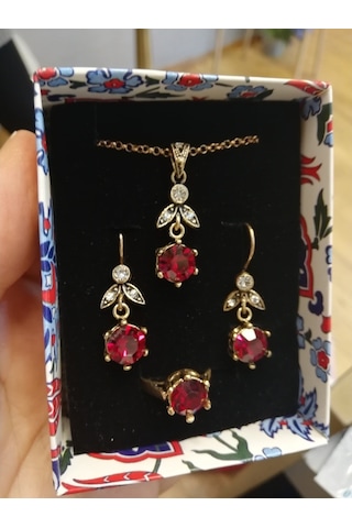 Aşina Gümüş - Elmas Montür Tek Taşlı Set Zümrüt Yakut - Ametist Taşlı Set Sevgiliye Hediye