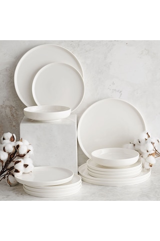 Mudo Home Ephesus Whıte Çukur Tabak Seti 22cm - 6lı Beyaz