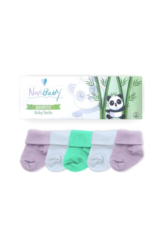 Novibaby 5'li Bambu Yenidoğan Bebek Çorabı I Lili I 0-6 ay "Karışık Renkli"