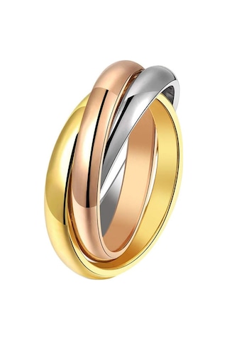 Trinity 3lü Birbirine Geçmeli Sarmal Çelik Stres Yüzük Cl44 Pembe