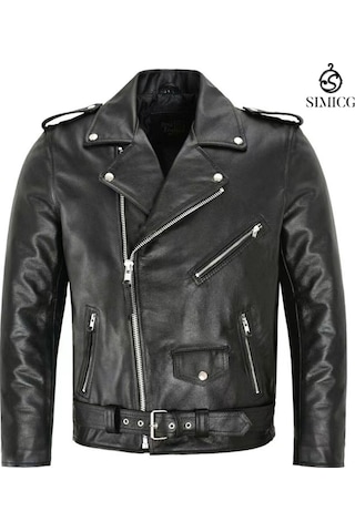 Erkek Deri Ceketler Büyük Beden Motosiklet Deri Montları Siyah