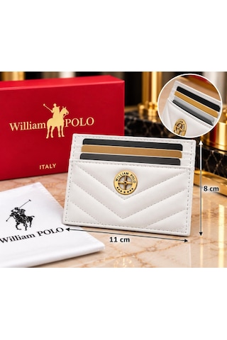 Williampolo Anka Hakiki Deri Unisex Kartlık-ince Tasarım Beyaz