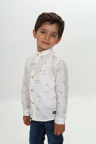 Toontoy Kids Toontoy Erkek Çocuk At Baskılı Gömlek Ekru