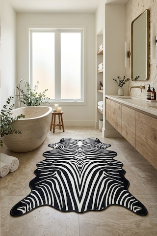 Zensa 80x120 Cm Banyo Paspası,kaymaz Tabanlı,yıkanabilir 80x120 Cm Siyah