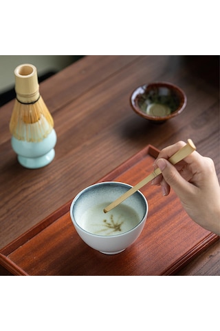 Honmex Seramik Matcha Seti - Çay Whisk, Çay Kaşığı Ve Elek İle Pürüzsüz Matcha Deneyimi Bej