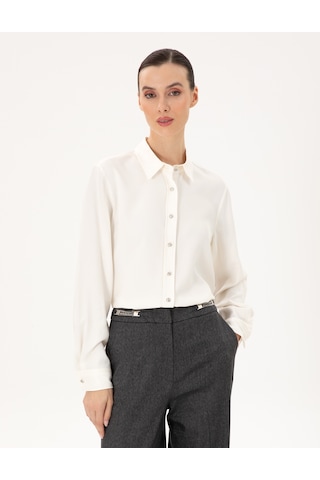 Pierre Cardin Kadın Ekru Gömlek Desenli 50292250-vr019 Ekru
