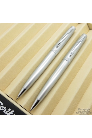 Scrikss 38 Mat Krom Tükenmez Kalem + Versatil Kalem Set Scrikss