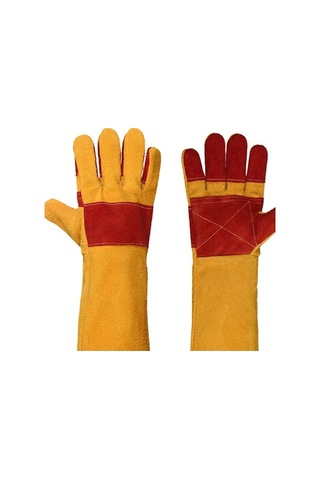 Trendooze Homyl Hayvan Eldivenleri, 60cm, Kırmızı Pu Deri, Eğitim Eldiveni