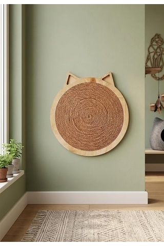 Minimalist Şık Kedi Tırmalama Tahtası / Doğal Ahşap Ve Doğal Jüt İp / Çevre Ve Kedi Dostu Hem Yapışkanlı He