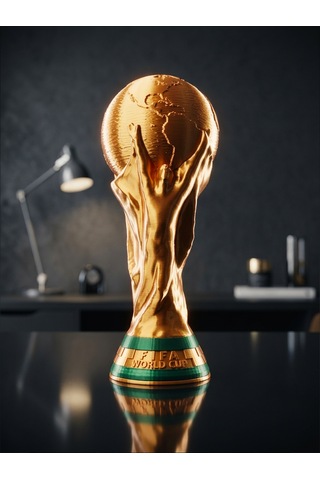 20 Cm Dünya Kupası Kupa Replikası Altın Renk 3d Baskı Futbol Kupası Dekoru Masaüstü Süs Hediyelik