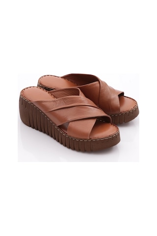 Dgn 252 Kadin Çift Şeritli Terlik 252-2498-R2605 Taba
