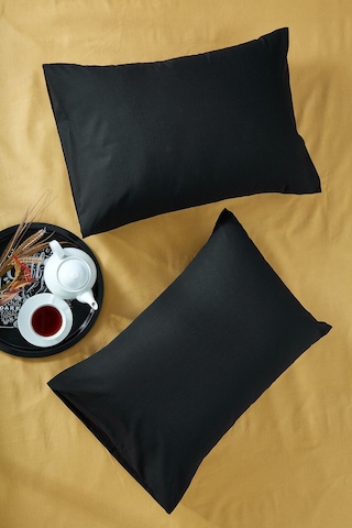 Bonjardinhome %100 Pamuklu Siyah Iki Adet 50x70 Yastık Kılıfı Sarı Sarı