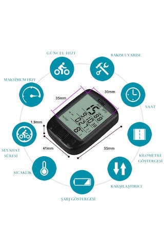 Techtic Sunding Bisiklet Km Hız Göstergesi Işıklı Led Ekranlı Siyah