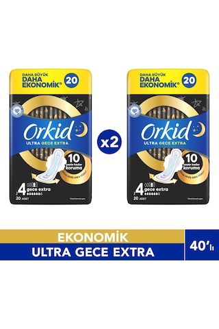 Ultra Gece Ekstra Hijyenik Ped 20 Adet 4 Boy 2 Adet