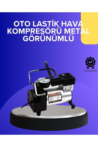 Metal Gövdeli Oto Lastik Hava Kompresörü 12v 140 Psı 35 L/dk Manometreli 3 Adaptörlü Mh-hs9073-9698