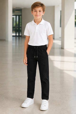 Beniizle Unisex Düz Paça Ribana Bel Çocuk Pantolonu Siyah