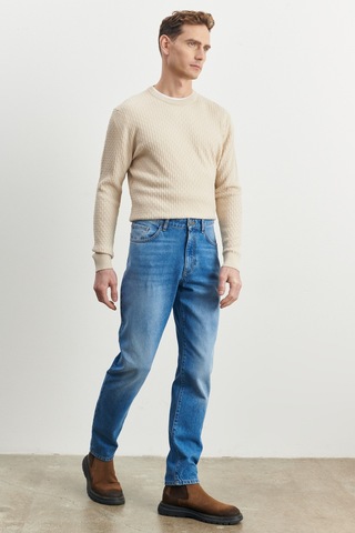 AC&Co / Altınyıldız Classics Erkek Acık Mavı Comfort Fit Geniş Kesim %100 Pamuk Jean Denim Kot Pantolon Acık Mavı Açık Mavi