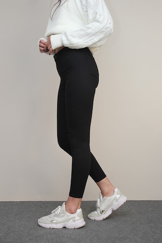 Kadın Siyah Solmayan Yüksel Bel Likralı Toparlayıcı Skinny Jeans Pantalon