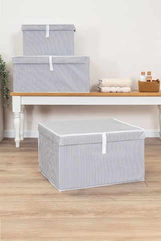 Kapaklı Çok Amaçlı Çamaşır-saklama-düzenleme Vb.hurç, Kutu 50x40x30 - Maxi Model Kutu - Gri Renkli