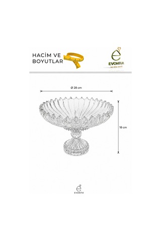 Ayaklı Cam Meyvelik Sunumluk Dekoratif Şeffaf Cam Meyve, Tatlı Ve İkram Servis Kasesi