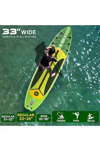 Plans Yeşil Stand Up Paddle Board 335x84x15 Cm Ölçülerinde Şişme Sörf Tahtası Full Set