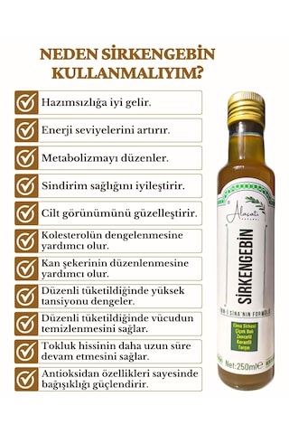 Sirkengebin Prebiyotik Sirkesi İbn-i Sina'nın Formülü 250 Ml X2 Adet