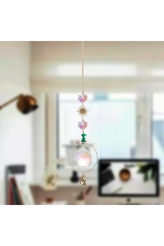 Lijinxu Magideal Kristal Asılı Güneş Kolye Işık Alıcı Ev Dekorasyonu Yeşil