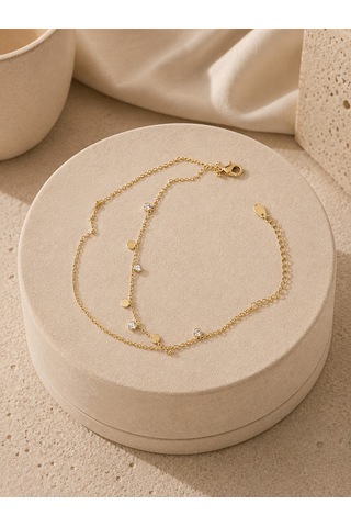 Valmont Accessories Kadın Gold Renk Pullu Sallantılı Çift Zincir Halhal