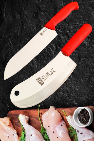 3 Parça Satır Zırh Mutfak Bıçak Seti Şef Bıçaklı Çok Renkli