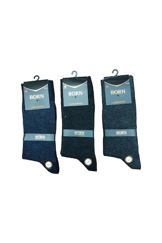 3'lü Set Kalın Kışlık Yünlü Erkek Soket Çorap - Çok Renkli Siyah