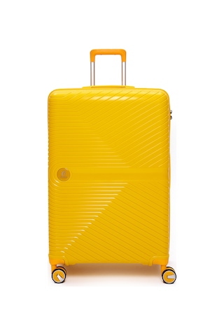 Elatae Exclusive Pro Polipropilen Kırılmaz 3'lü Valiz Seti Büyük - Kabin Boy Ve Makyaj Çantası Sarı 5239